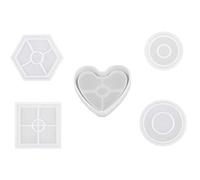 Wzxksoac Molde de Silicona para Posavasos DIY de 5 Piezas Incluido Molde Rectangular Hexagonal Circular para Resina, Molde de FabricacióN de Joyas de HormigóN