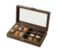 Wzxksoac Organizador de Cajas de Relojes: Soporte de Mesa Marrón para Relojes con Exhibición de Joyas, Caja de Almacenamiento de Joyas de Madera, Caja de Almacenamiento Junto A la Cama