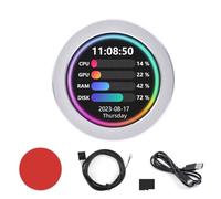 Wzxksoac Pantalla Secundaria Refrigerada por Agua de 2,8 Pulgadas CPU USB Monitoreo del Estado de la Computadora AnáLisis de Espectro de MúSica RGB Sin Controlador, A
