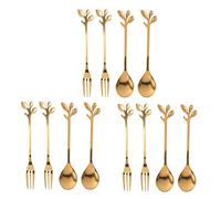 Wzxksoac Paquete de 12 (6 Cucharas 6 Tenedores) Juego de Tenedor de Postre Aperitivo Juego de Cucharitas de Té 4.7 Pulgadas