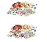 Wzxksoac Paquete de 24 Kit de Carillón de Viento, Manualidades de para Niños, Artes y Manualidades de Madera para Niñas y Niños, Haz Tu Propio Carillón de Viento con Forma de