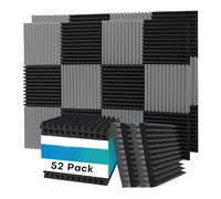 Wzxksoac Paquete de 52 Paneles de Espuma Acústica, 1 X 12 X 12 Pulgadas, Paneles de Espuma A Prueba de Sonido para, Paneles Acústicos Que Absorben el Sonido en Negro y Gris