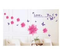 Wzxksoac Pegatina de Pared/Papel Pintado Arte de Casa Arbol Flores Animal DIY (Mariposa Flores de Color Rosa)