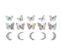 Wzxksoac Pegatinas de Material de Decoración de Cuaderno Retro, Pegatina Decorativa DIY para Etiquetas de Cuaderno, Mariposa Mágica Rosa