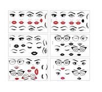 Wzxksoac Pegatinas Faciales para Manualidades, Transferencia UV, para Ojos, Labios, Boca, Cejas y Nariz (6 Hojas)
