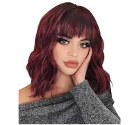 Wzxksoac Peluca Pelo Sintético Ondulado Peluca de Pelo Corto Ondulado Pelo Corto y Rizado con Flequillo Moda Cos Peluca Peluca de Mujer