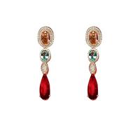 Wzxksoac Pendientes Largos Rojos de Mujer Pendientes Vintage con Forma de Gota