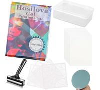 Wzxksoac Placa de ImpresióN en Gel Reutilizable de 8 X 10 Pulgadas con Goma, Ideal para Crear Tarjetas, Manualidades, Scrapbooking y Diarios.