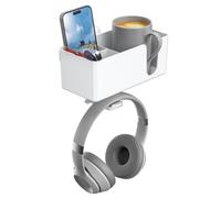 Wzxksoac Portavasos Escritorio 4 en 1 - Soporte para Auriculares con Abrazadera para Debajo Escritorio-Soporte Giratorio para Auriculares y Portavasos Desmontable Bolígrafos, Color