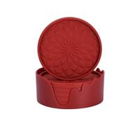 Wzxksoac Posavasos de Hilo de Diamante Posavasos Resistentes Al Posavasos Redondos de Silicona de Calidad Alimentaria Posavasos de Té Manteles Individuales (Rojo Vino)