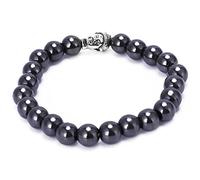 Wzxksoac Pulsera de calculos biliares Negro biomagnetico Unico Accesorios de Yoga Cabeza de Buda perdida de Peso de Salud Potencia energetica Plata