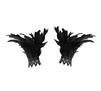 Wzxksoac Puños de Plumas para Mujer, de Piel Suave, con Plumas, Accesorios para Festivales, Espectáculos y Bailes, Color Negro.