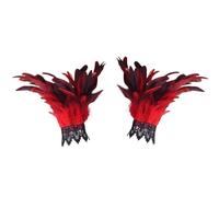 Wzxksoac Puños de Plumas para Mujer, de Piel Suave, con Plumas, Accesorios para Festivales, Espectáculos y Bailes, Color Rojo.