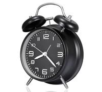 Wzxksoac Reloj de Mesa con Doble Campana, de Metal, Esfera 3D y Retroiluminación, Funciona A Pilas, Ideal para el Hogar y la Oficina.