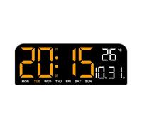 Wzxksoac Reloj de Pared Digital LED con Temperatura, Fecha, 2 Alarmas, Temporizador de Cuenta Regresiva y Brillo Ajustable Reloj de Escritorio-B