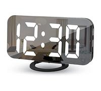 Wzxksoac Reloj Despertador Digital, Reloj Despertador LED, Ajuste AutomáTico de Brillo, Reloj de Escritorio FáCil de Configurar para la Cocina el Hogar Negro