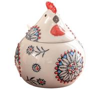 Wzxksoac Salero de Cerámica con Tapa y Cuchara, Tarro Grande de 13 Oz con Forma de Pollo, Soporte para Sal para Mostrador, Café y Dulces, Color Azul.