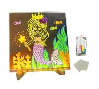 Wzxksoac Tablero Acrílico DIY con LED para Notas, 7 Colores, Bolígrafos Pequeños, 15 X 15 Cm