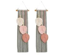 Wzxksoac Tapiz de Hojas de Cuerda de Algodón Tejido A Mano, Decoración de Pared para el Hogar, Colgante de Pared para Habitación, Gris
