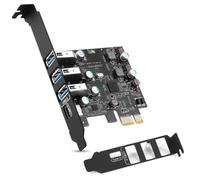 Wzxksoac Tarjeta de Expansión PCIE A USB 3.0 de 3 Puertos + Tipo C de 1 Puerto para Computadora, Sin Adaptador de Fuente de Alimentación Externa.