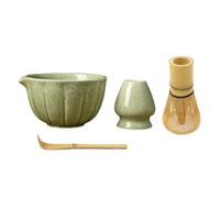 Wzxksoac Tazón de Cerillas con Boquilla y Batidor, Cuchara para Matcha, Soporte para Chasen de Matcha, Kit de Matcha de 4 Piezas para la Ceremonia del Té Matcha