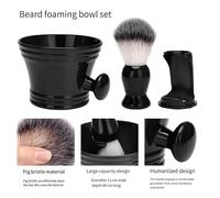 Wzxksoac TazóN de PláStico Negro para Brocha de Afeitar, de Espuma para el Cuidado de la Barba para Hombres, TazóN con Manejar, Herramientas de Limpieza