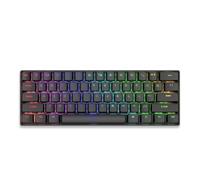 Wzxksoac Teclado Mecánico de 61 Teclas, Teclado Intercambiable en Caliente, Luz Mixta, Accesorios de Oficina, Teclado para Juegos, Eje Cian Negro