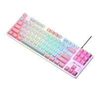 Wzxksoac Teclado Mecánico de 87 Teclas, Teclado para Juegos con Eje Verde, Teclado Retroiluminado en Color con Cable para PC, Portátil, Juego de Oficina C