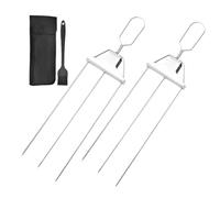 Wzxksoac Tenedor para Barbacoa de Puntas Tenedor para Barbacoa Semiautomático Barbacoa Doméstica Aguja para Barbacoa Kebab