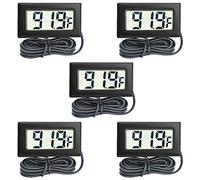 Wzxksoac TermóMetro Digital para Interiores, Indicador de Temperatura, Pantalla LCD con Sonda de Sensor, Paquete de 5