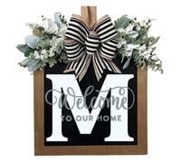 Wzxksoac úNica para Puerta Delantera con Lazo para el AñO con Apellido, Cartel de de 16 Pulgadas, Guirnalda con Letras Creativas, de Granja M