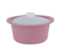 Wzxksoac Vaporera de Silicona para Microondas con Asa y Tapa, Resistente Al, Apta para Lavavajillas, Color Rosa y