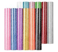Wzxksoac Vinilo Termoadhesivo de Transferencia Térmica, 12 Hojas de 30 X 25 Cm, con Brillantina para Camisetas, Compatible con HTV, Fácil de Cortar y Despega.