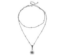 Wzxksoac Vintage de Doble Capa de Girasol Cadena de Plata Satélite Bead Choker Mujeres Colgante Collares Joyería Dainty Simple Regalos