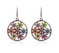 Wzxksoac Vintage Etnia de Aceite Pendientes Redondos Huecos