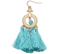 Wzxksoac Vintage Franja Larga Pendiente Para Las Mujeres Del Banquete De Boda Joyas Bohemias Pendientes Azules