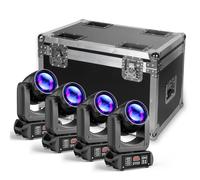 WZYBUTA Confezione da 4 faretti 150W Teste Mobili LED RGBW Beam Wash con 1 custodia Fly Case