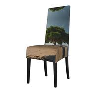 WZYCWB A Green Tree Stands - Funda de asiento extraíble, protector elástico para sillas de comedor con respaldo cuadrado, sillas de sacerdote
