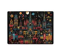 WZYCWB Alfombra estampada de Castle and Starry Sky at Night de 80 x 58 pulgadas, pelo corto suave y esponjoso, adecuada para sala de estar, oficina, mesita de noche, balcón