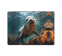 WZYCWB Alfombra para pintar, diseño de cachorro en el agua, de 80 x 58 pulgadas, pelo corto suave y esponjoso, adecuado para sala de estar, oficina, mesita de noche, balcón