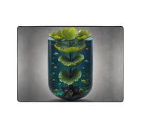 WZYCWB Alfombra para pintar, diseño de hojas de loto bajo el agua, 80 x 58 pulgadas, pelo corto suave y esponjoso, adecuado para sala de estar, oficina, mesita de noche, balcón