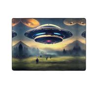 WZYCWB Alfombra UFO Landing Prints de 80 x 58 pulgadas, suave y antideslizante, adecuada para mesitas de noche, oficinas, balcones y otros espacios.