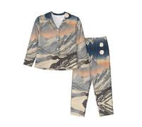 WZYCWB Alpine Dawn - Conjunto de pijama de manga larga con estampado de amanecer, cómodo y cálido para otoño e invierno, Negro, XXL
