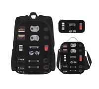 WZYCWB Atmosphere of the era - Juego de mochila (juego de 3 piezas), mochila escolar para estudiantes + estuche + bolsa de almuerzo, mochila de gran capacidad