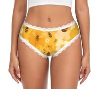 WZYCWB Bee Colony - Calzoncillos de encaje para mujer, impresión de transferencia, talle bajo, poliéster y elastano, sin costuras, suaves, blanco, L-3XL