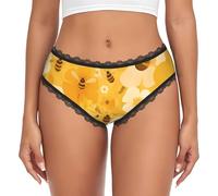 WZYCWB Bee Colony - Calzoncillos de encaje para mujer, impresión de transferencia, talle bajo, poliéster y elastano, sin costuras, suaves, Negro, L-3XL