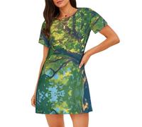 WZYCWB Big green tree - Camisón de manga corta para mujer, ajuste holgado, adecuado para dormir y uso relajado, Negro, XXL