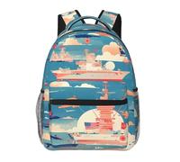 WZYCWB Big Ship and Moon Mochila casual, 11.4 x 15.7 x 7.8 pulgadas, mochila para laptop para viajes, senderismo, negocios, camping, gimnasio
