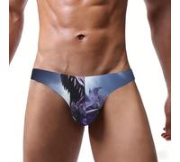 WZYCWB Bikini sexy para hombre, diseño de dragón rugiente, bañador de playa estampado, ropa interior cómoda y ajustada, Negro, 3XL