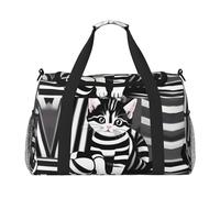 WZYCWB Bird's Nest - Bolsa de viaje con estampado de pollo dorado, perfecta para entrenamiento de yoga, viajes cortos y equipo de natación., Gatito a rayas blancas y negras, Talla única